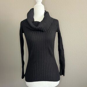 INC Black Ribbed Cowl Neck Sweater Size Small